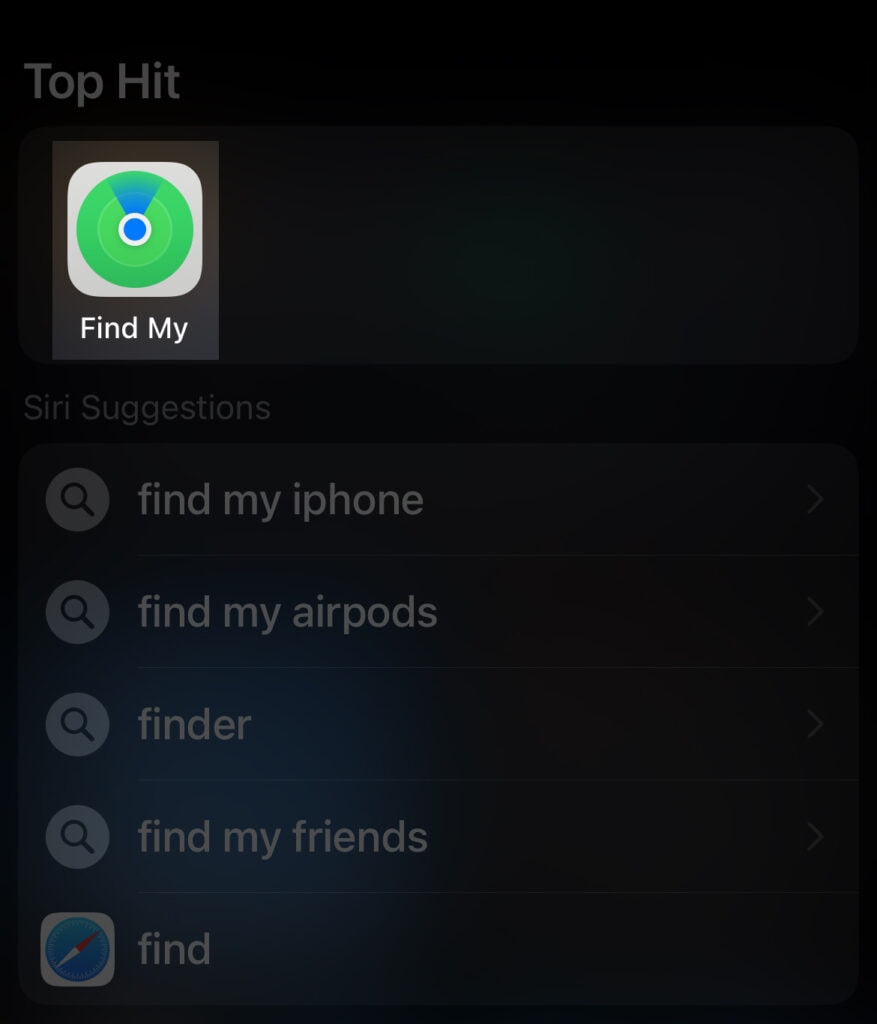 Open the Find My app.
