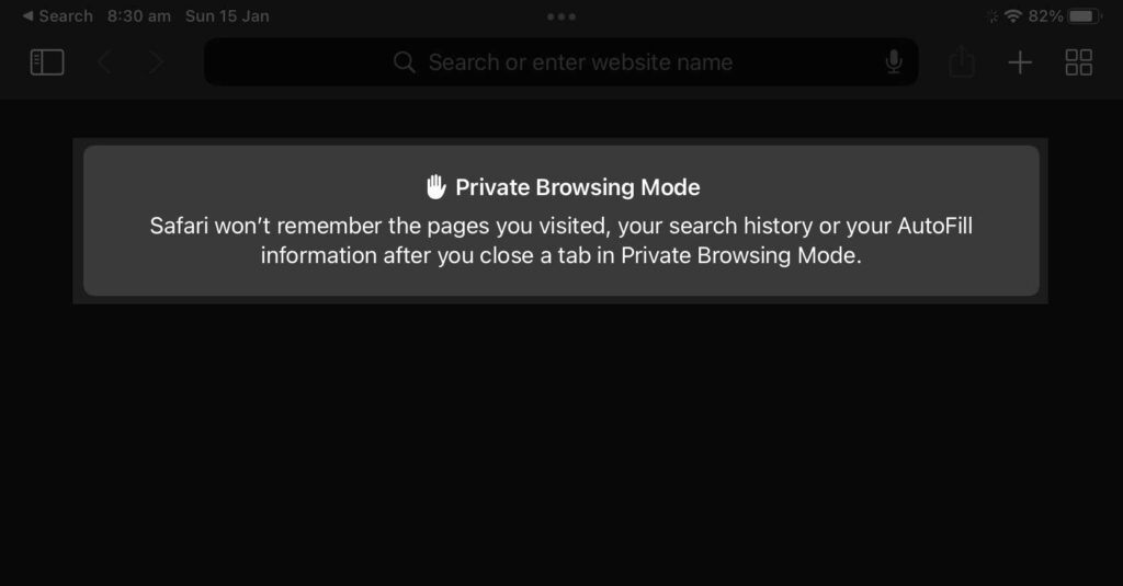 Image: Safari will tell you if Private Browsing Mode is currently switched on.