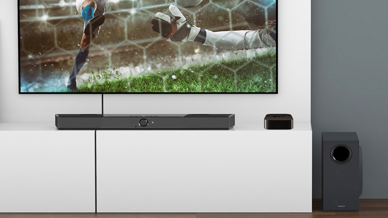 Image: Soundbar connected to Apple TV.