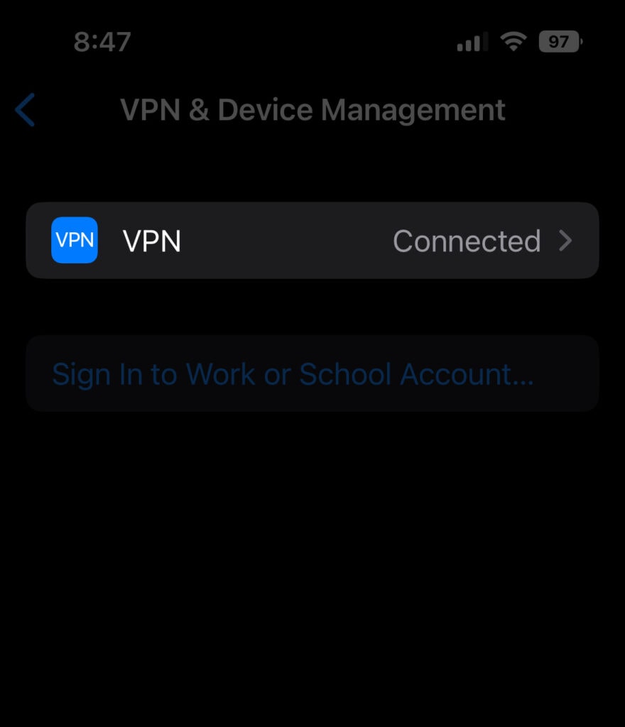 Tap on the VPN that is currently connected.