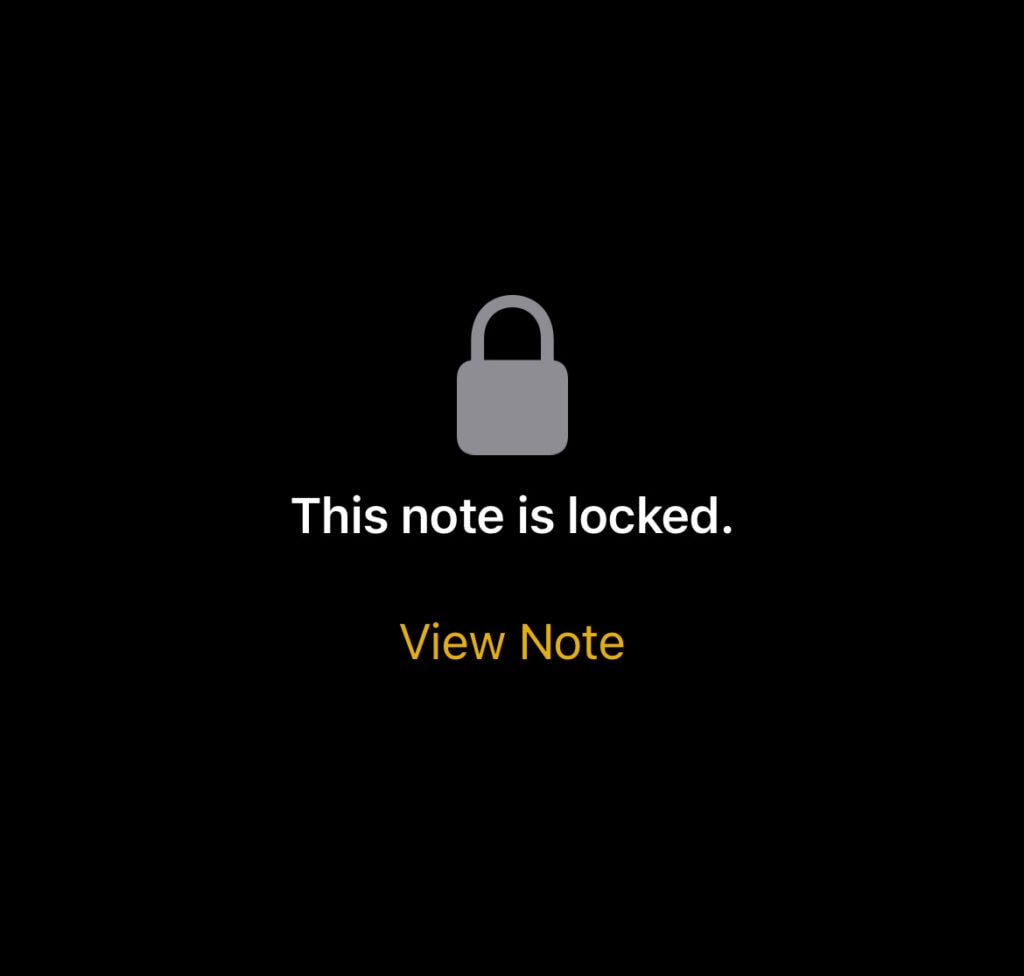 Image: The note is now locked.