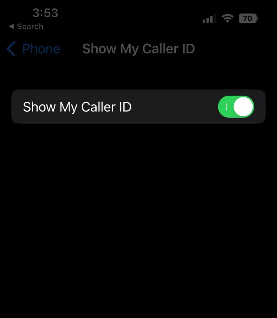 Toggle Show My Caller ID on or off.