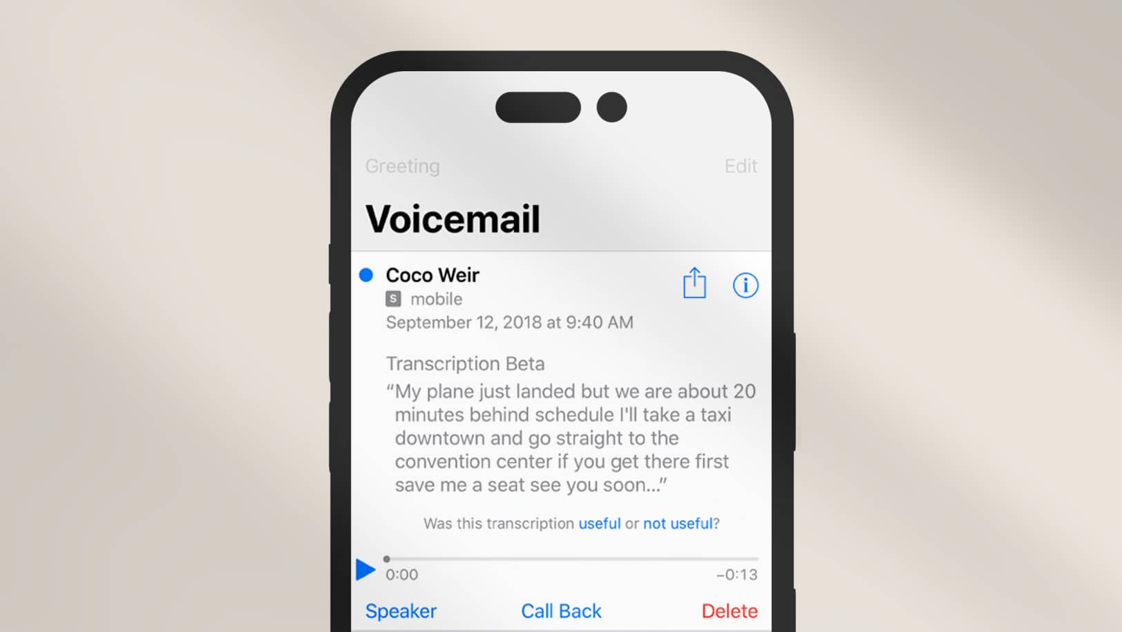 Image: Voicemail on iPhone.