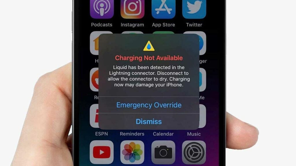 Image: iPhone 13 liquid damage indicator.